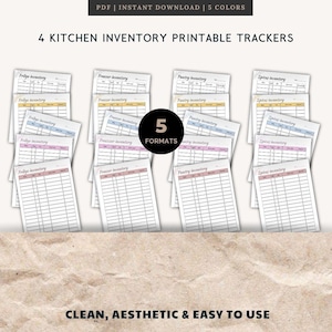 Printable Küchen Bestands-Tracker | Speisekammer, Kühlschrank, Gefrierschrank, Gewürzlisten (Digitaler Download)