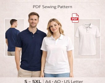 Unisex Polo Shirt Sewing Pattern | Classic Collar, Short Sleeve (Digital Download)