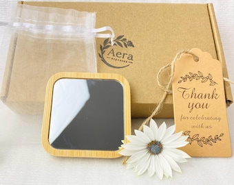 Portable wooden pocket mirror