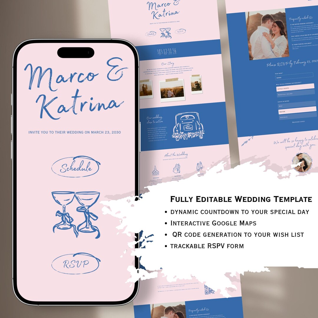 Customizable Wedding Website Template Canva, Editable Site With ...