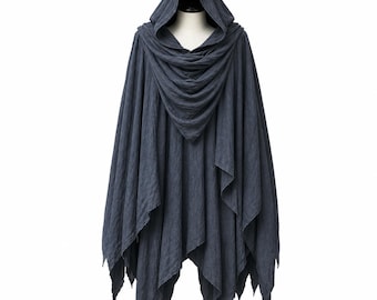 Donkere middeleeuwse cape met capuchon | Gotische geestenmantel | Fantasie-cosplaymantel | LARP-cape met capuchon