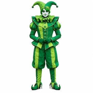 Gycklarkostym | Medeltida fantasy Harlequin Cosplay-dräkt | Halloween-kostym