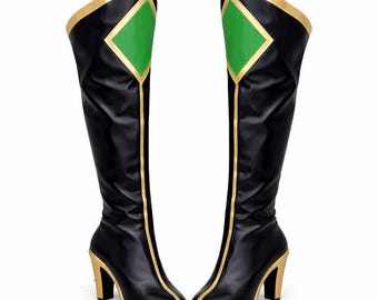 Botas Loki Cosplay Botas altas negras y doradas hasta el muslo Calzado para disfraz de superhéroe de fantasía