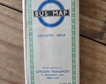 Original London Transport Bus Map -- Country Area -- October 1950