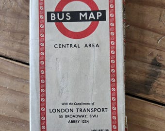 Original London Transport Bus Map -- Central Area -- January 1951