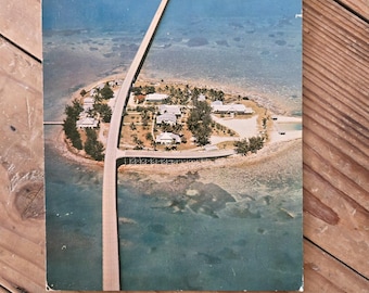 Vintage Giant Postcard of Pigeon Key Seven Mile Bridge from 1956 -- excellent condition