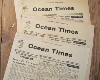 4 Issues of The Ocean Times: On Board Newspaper of the RMS Queen Elizabeth, December 2 through December 5, 1962 -- Near Mint
