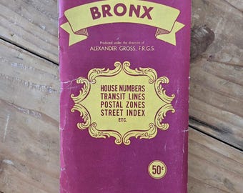 Original Antique 1952 'Premier' Street and Transit Folding Map of the Bronx -- Alexander Gross / Geographia -- 27" x 39"
