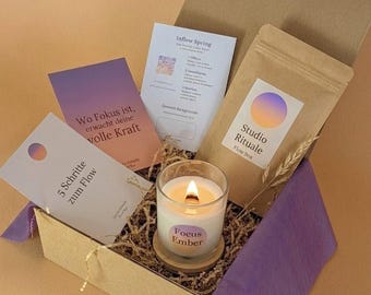 Flow Box – Wellness Gift Set with Soy Candle, Ethiopian Specialty Coffee & Focus App | Mindful Gift | Handmade in Berli