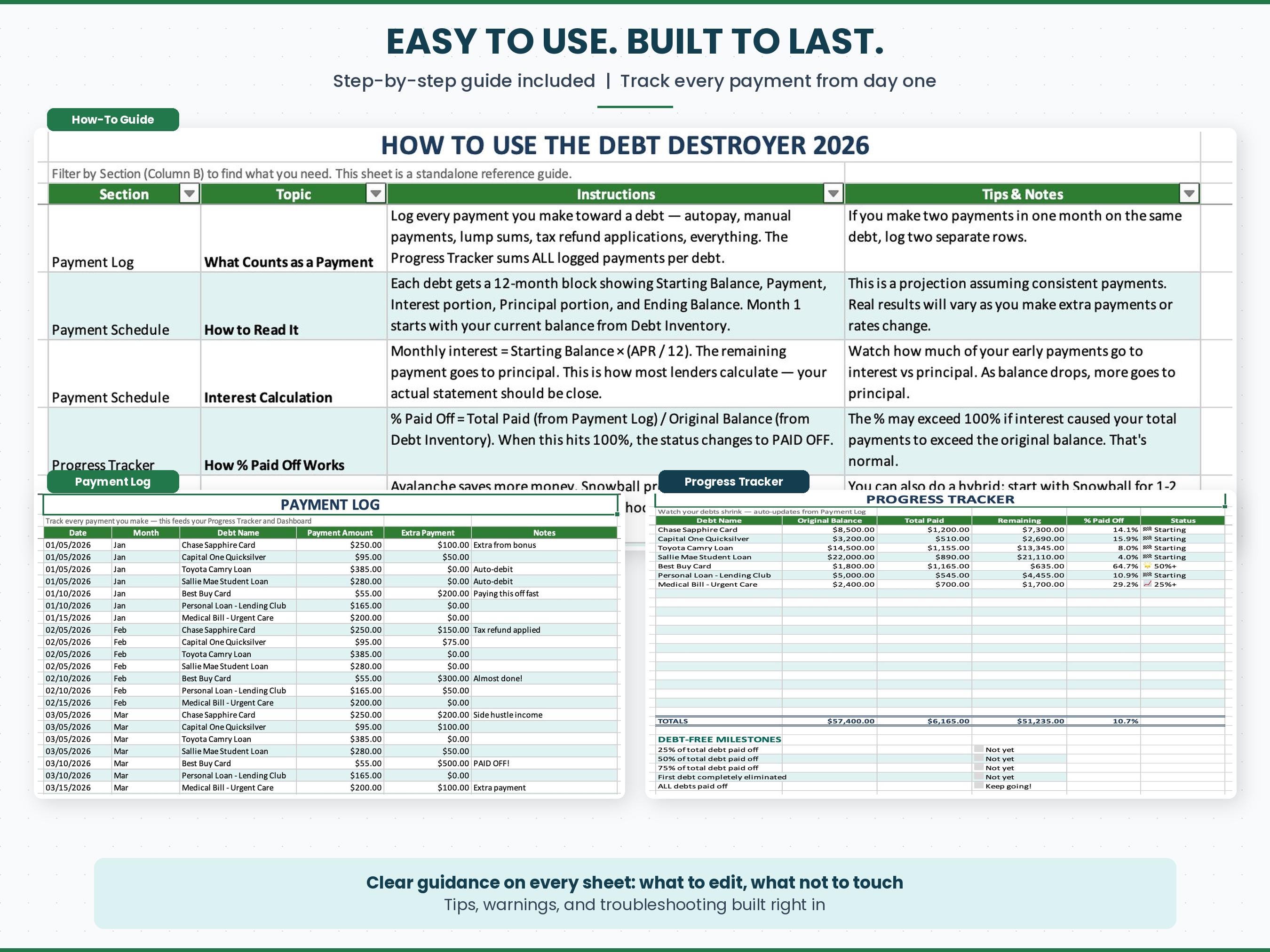 Debt Destroyer 2026 Spreadsheet, Excel, Google Sheets, Snowball ...