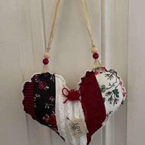 Stuffed Shabby Chic Hanging Heart