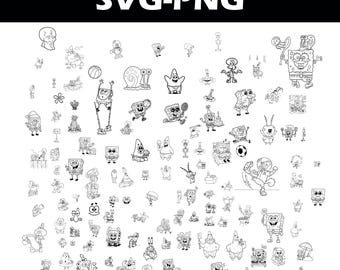 SpongeBob Characters SVG Cut File Bundle (120+ Files) (Digital Download)
