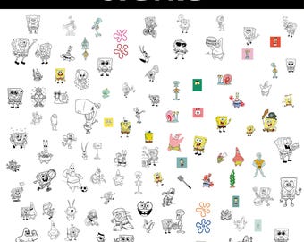SpongeBob SquarePants Characters SVG Cut File Bundle (104 Files)