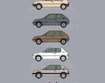Peugeot 205 40th anniversary car collection print