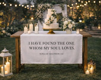 Song of Solomon Wedding Table Runner, Personalized Christian Wedding Decor, Custom Bible Verse Linen Runner