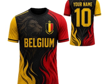 Personalized Belgium Soccer Jersey, Custom Name Number Red Football Shirt