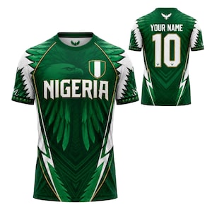 Personlig Nigeria fotbollströja, Anpassad namnnummer grön fotbollströja