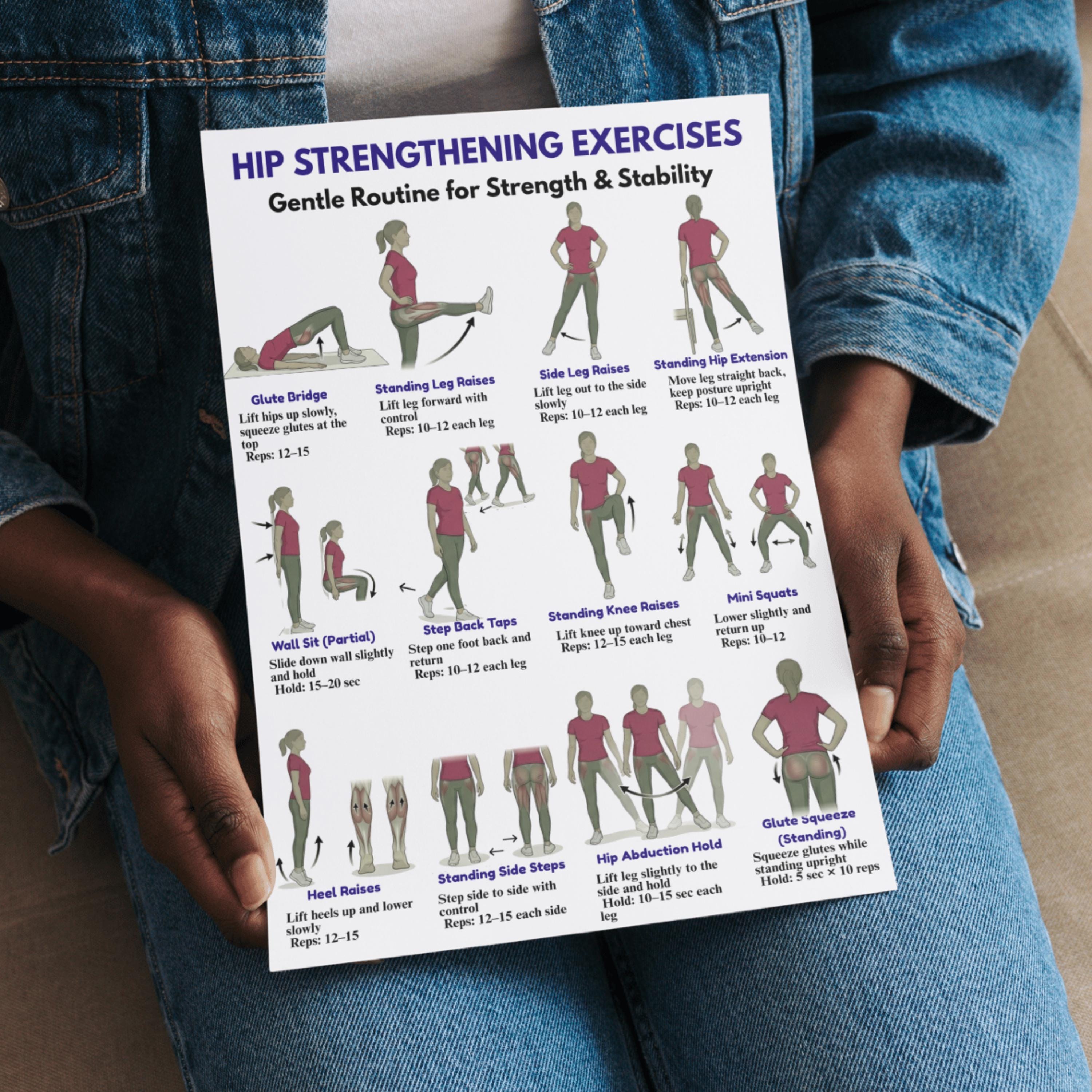 Hip Exercises Bundle Printable, Hip Pain Relief, Mobility and Strength ...