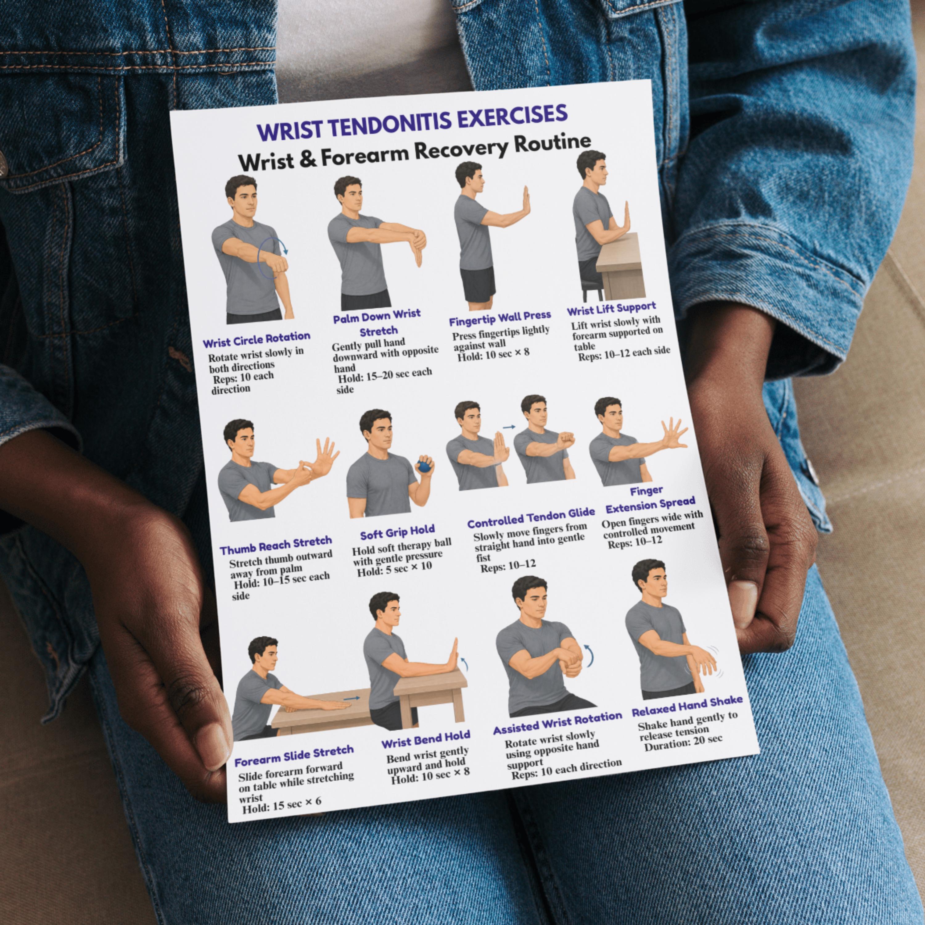 Tendon Spacing Chart.pdf Wrist Tendonitis Exercises Printable, Wrist Pain Relief Chart, Hand ...