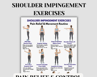 Esercizi per la sindrome da impingement della spalla (stampabili), routine per alleviare il dolore alla spalla, migliorare la mobilità della spalla, PDF di riabilitazione