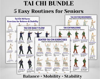 Pacchetto Tai Chi per anziani / 5 esercizi per equilibrio e mobilità / PDF stampabile