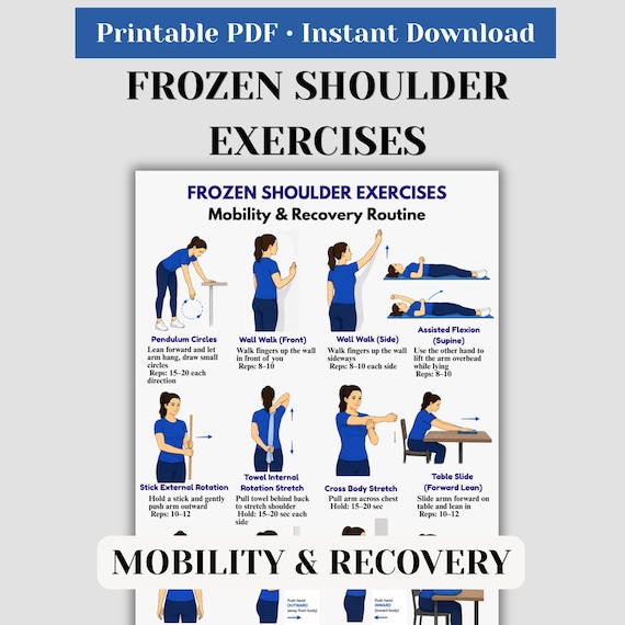 Frozen Shoulder Exercises Printable, Adhesive Capsulitis Rehab Routine, Shoulder Mobility Recovery, Gentle Therapy PDF