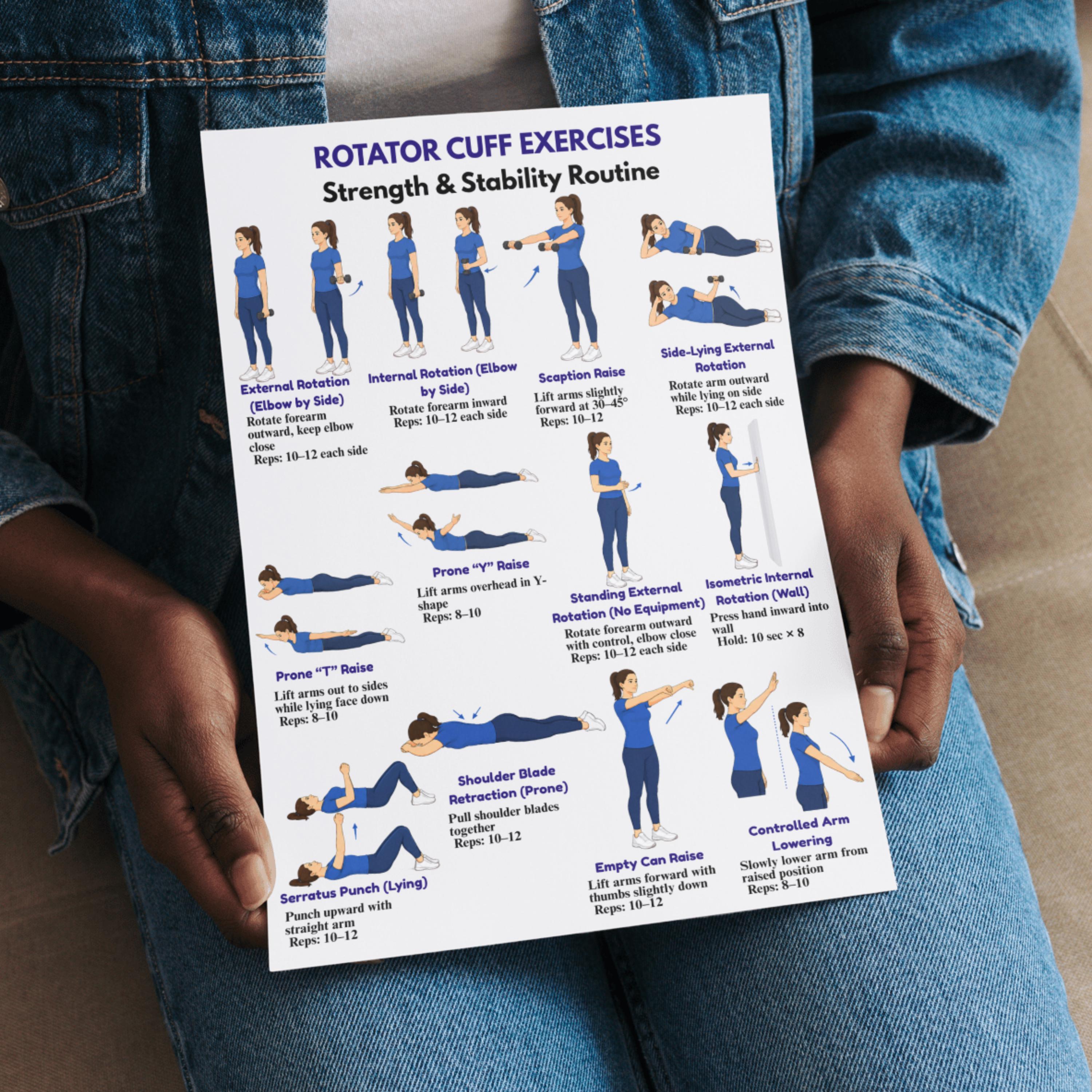 Rotator Cuff Exercises Printable, Shoulder Stability Workout, Rotator ...
