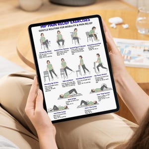 Hip Pain Relief Exercises Printable, Gentle Hip Mobility Routine, Low Impact Workout Chart, Seniors Exercise PDF, Home Therapy Guide image 9