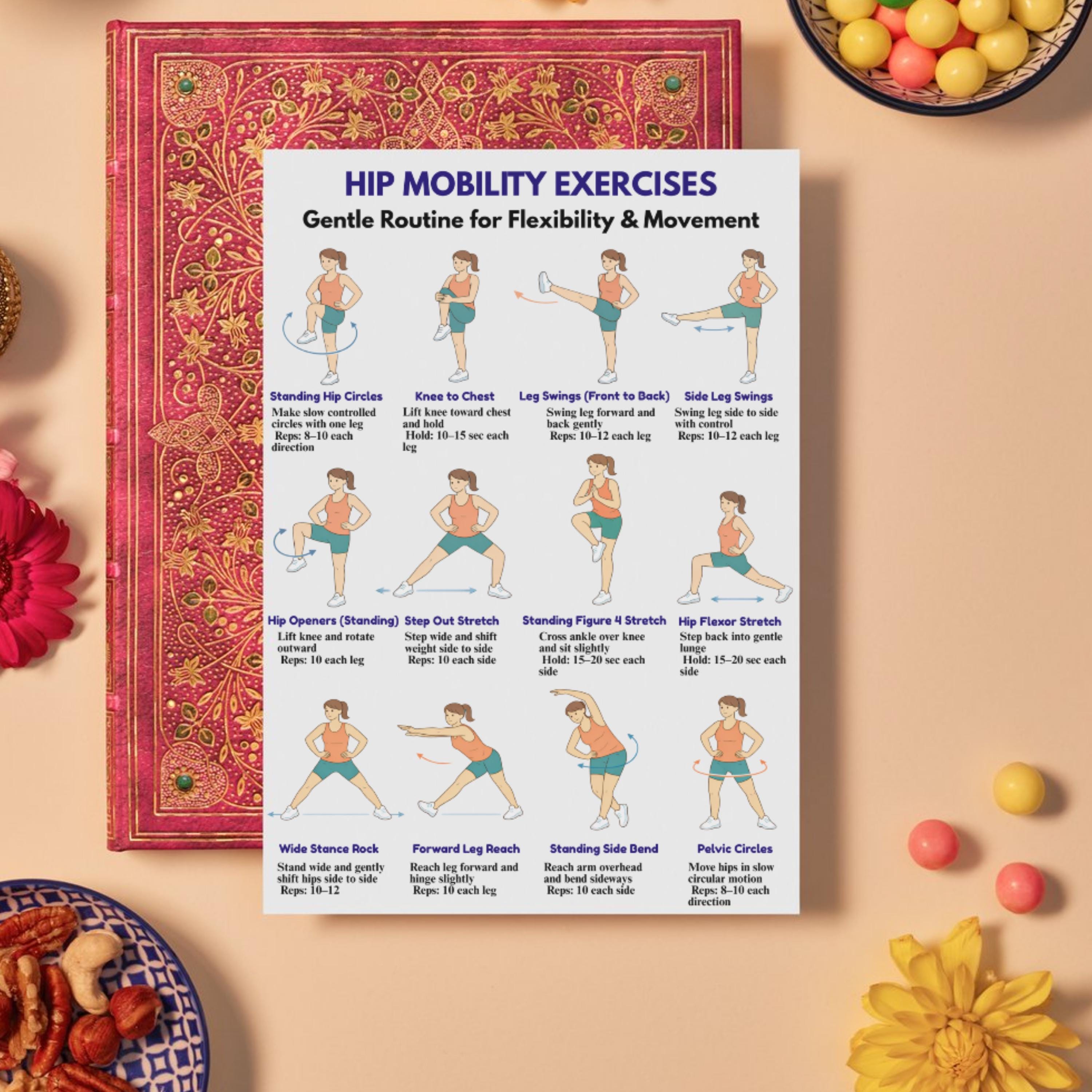 Tight Hips Relief Exercises Printable, Hip Mobility Routine, Improve ...