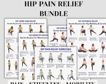Pacchetto per alleviare il dolore all'anca, esercizi di stretching e mobilità per anche rigide, routine di terapia per l'anca, PDF stampabile 5 in 1