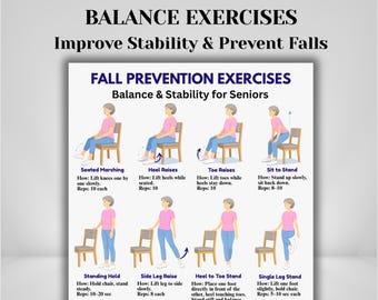 Esercizi per la prevenzione delle cadute per anziani / Routine di equilibrio e stabilità / PDF stampabile