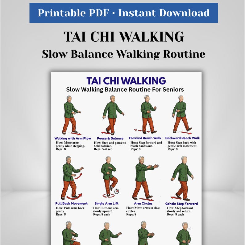Simiple Walking Routine Tai Chi Walking Exercises for Seniors | Slow Balance Walking Routine ...