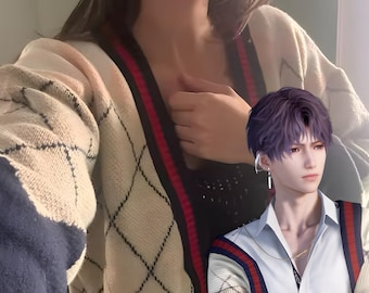 Von Rafayel inspirierter Cardigan – Pullover im Stil von „Love and Deepspace“, gemütliches Anime-Boyfriend-Outfit