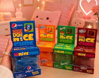 Needoh Nice Cube Bundle | Dr Pepper, Sprite, Fanta & Pepsi Squishy Cubes | Sensory Fidget Toy | Stress Relief Gift