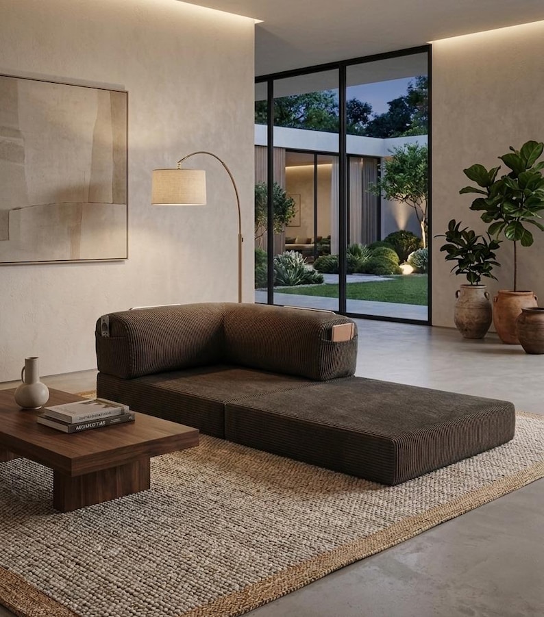 Modular Floor Sofa, Modern Velvet Couch, Modular Corduroy Sofa, Livingroom Sofas, Handmade Soft Velvet Couch, Comfortable Floor Sofa image 2