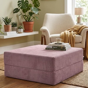 Modułowy puf z kordu, modułowa poduszka podłogowa, nowoczesny puf z aksamitu, sofy do salonu, ręcznie robiona miękka aksamitna kanapa, wygodna sofa podłogowa Różowy