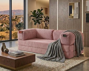 Wygodna sofa podłogowa, modułowa sofa z kordu, modułowa sofa podłogowa, nowoczesna sofa welurowa, sofy do salonu, ręcznie robiona miękka sofa welurowa,
