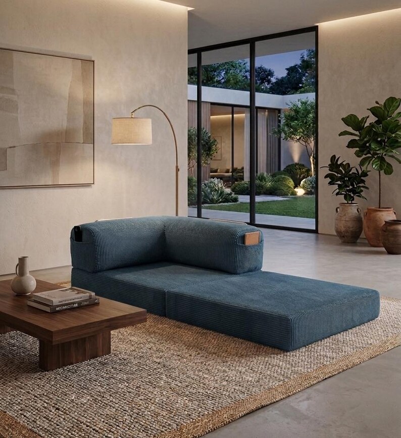Modular Floor Sofa, Modern Velvet Couch, Modular Corduroy Sofa, Livingroom Sofas, Handmade Soft Velvet Couch, Comfortable Floor Sofa image 2