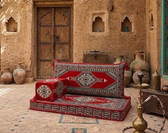 Arabic Sofa, Ottoman Sofa, Kilim Pattern Sofa, Floor Seating, U-Shaped Floor Sofa, Moroccan Sofa, Traditional Sofa, Arabic Majlis