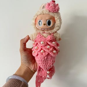 Roupa de boneca sereia tricotada | Roupa de brinquedo feita à mão | Bonecas de vinil de 17 cm | Labubu