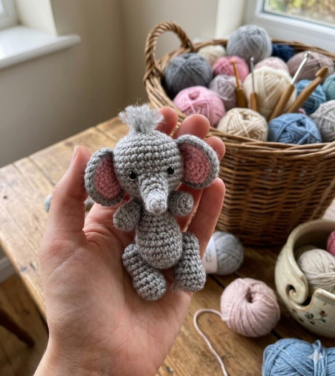 Crochet Baby Elephant Pattern, Amigurumi Tutorial, PDF Keychain Pattern ...