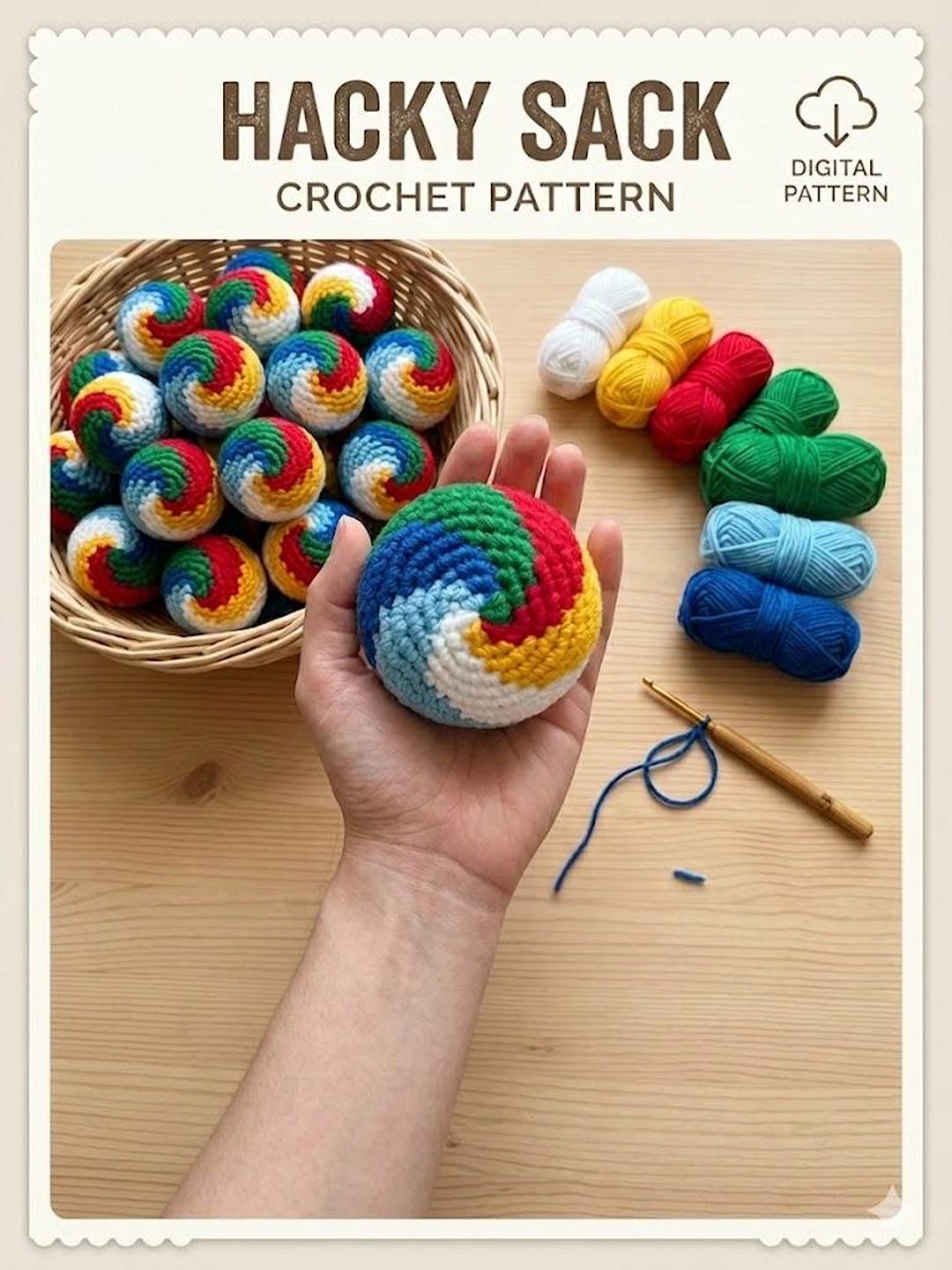 Hacky Sack Crochet Pattern PDF, Rainbow Footbag Tutorial, DIY Juggling ...