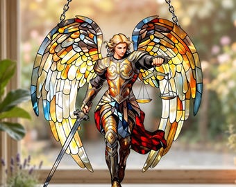 St. Michael the Archangel 2D Acrylic Ornament, Catholic Saint Hanging, Christian Religious Decor, Spiritual Window Hanging, Faith Gift