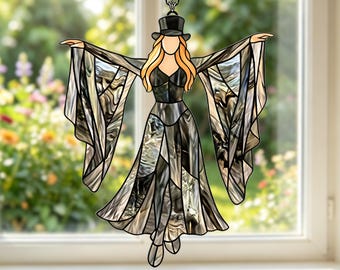 Elegant Angel Woman Acrylic Suncatcher, Choose Your Style Fantasy Dancer Window Hanging Ornament,Modern Colorful Light Art Home Window Decor