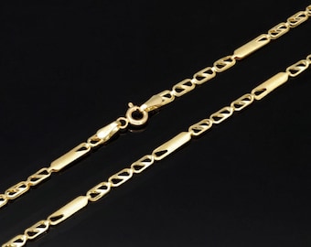 14K Massiv Gold Figaro Kette Halskette 8,4 Gramm 2,5 mm Anspruchsvolles Mode-Stück für Raffinierte Alltags-Looks und Stylings