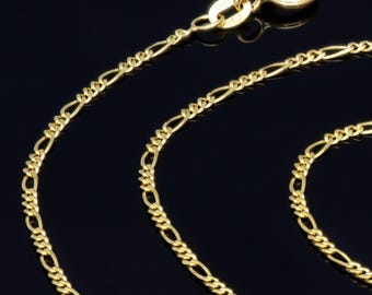 14K Massiv Gold Figaro Kette Halskette 4,7 Gramm 1,6 mm Minimal Gold Halskette Zierliche Kette Einfache Goldschmuck Layering Kette Jeden Tag