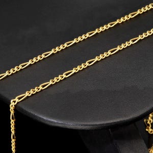 14K Massiv Gold Figaro Kette Halskette 7,3 Gramm 3mm Minimal Gold Halskette Zierliche Kette Schlichte Goldschmuck Layering Kette Jeden Tag Bild 3