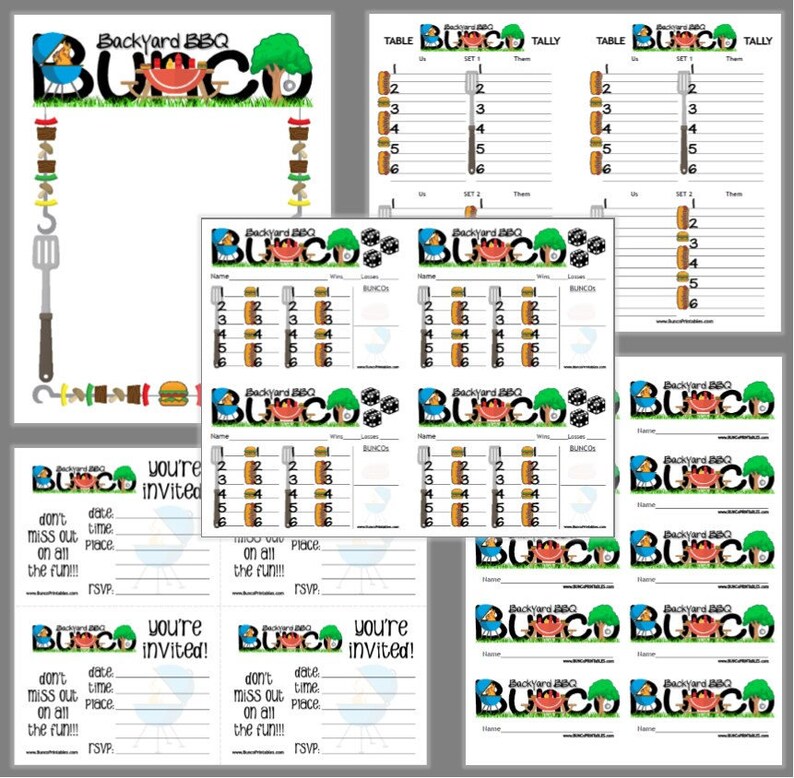 Backyard Bbq Bunco Printable Set Teacher Bunco Score Cards Etsy