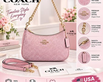 Coach Teri Shoulder Bag In Signature Canvas CV933 Dusty Pink