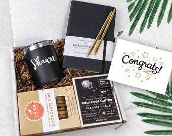 Personalized Graduation Gift Box, Stainless Steel Mug, Notebook, Coffee